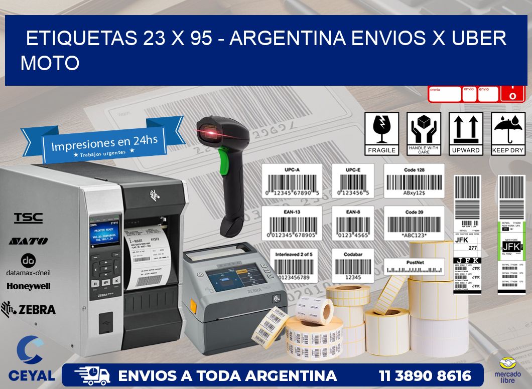 ETIQUETAS 23 x 95 – ARGENTINA ENVIOS X UBER MOTO