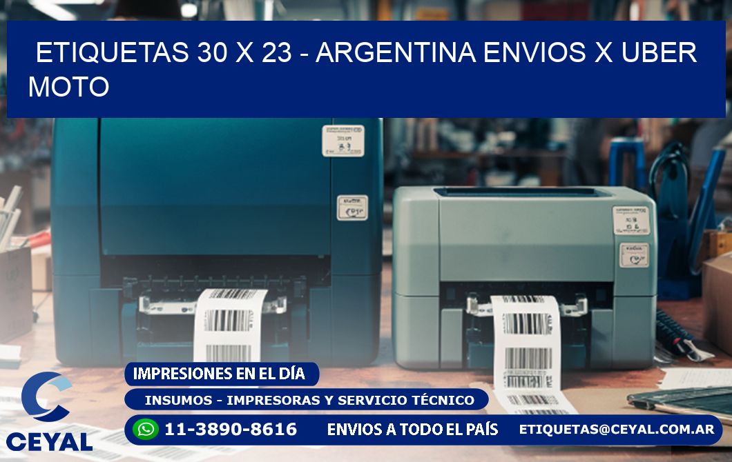 ETIQUETAS 30 x 23 - ARGENTINA ENVIOS X UBER MOTO