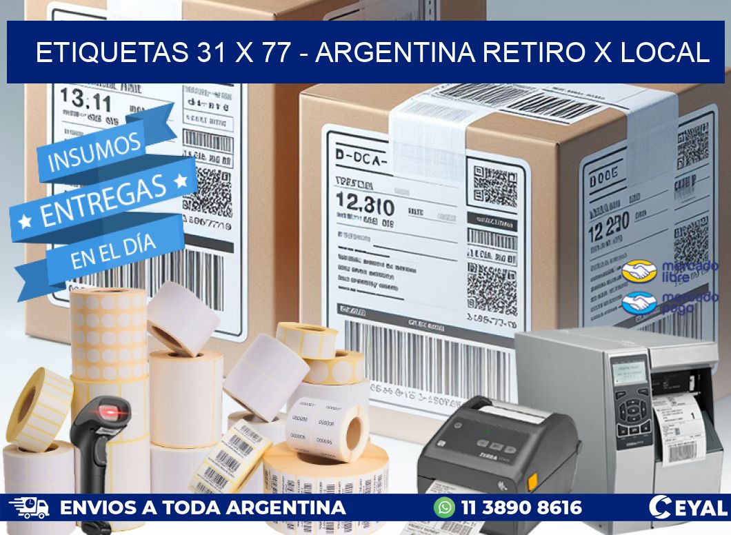 ETIQUETAS 31 x 77 - ARGENTINA RETIRO X LOCAL