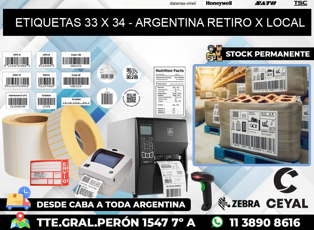 ETIQUETAS 33 x 34 – ARGENTINA RETIRO X LOCAL