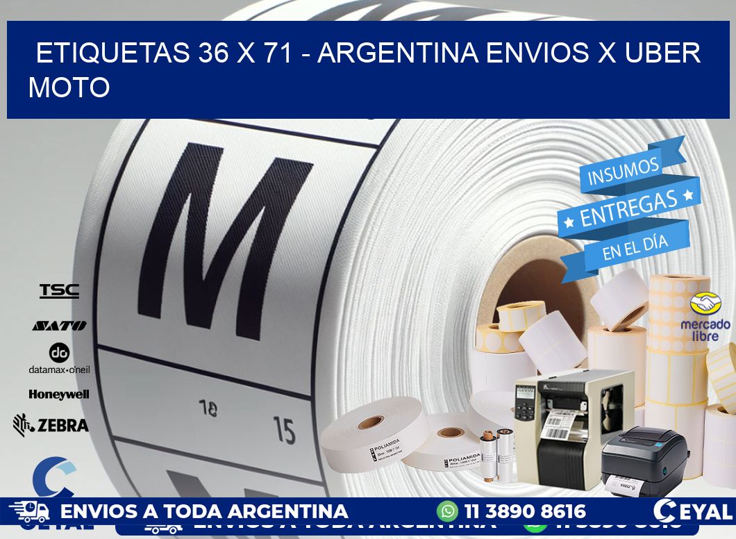 ETIQUETAS 36 x 71 - ARGENTINA ENVIOS X UBER MOTO