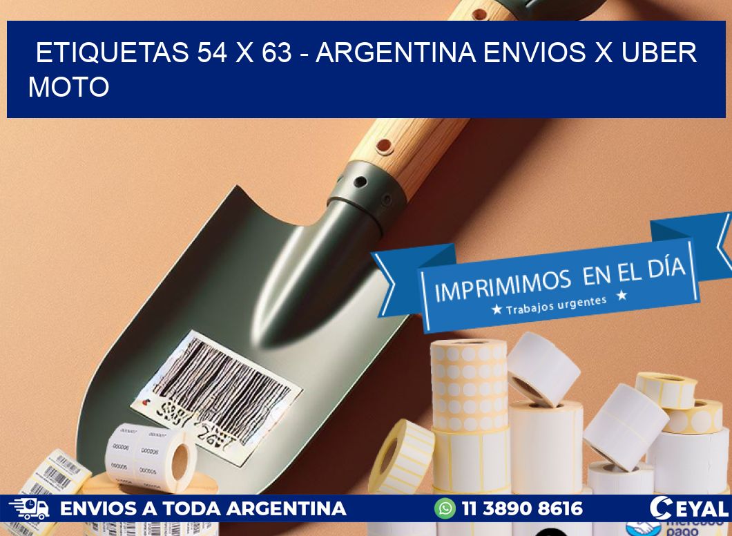 ETIQUETAS 54 x 63 - ARGENTINA ENVIOS X UBER MOTO