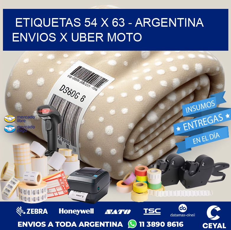 ETIQUETAS 54 x 63 - ARGENTINA ENVIOS X UBER MOTO