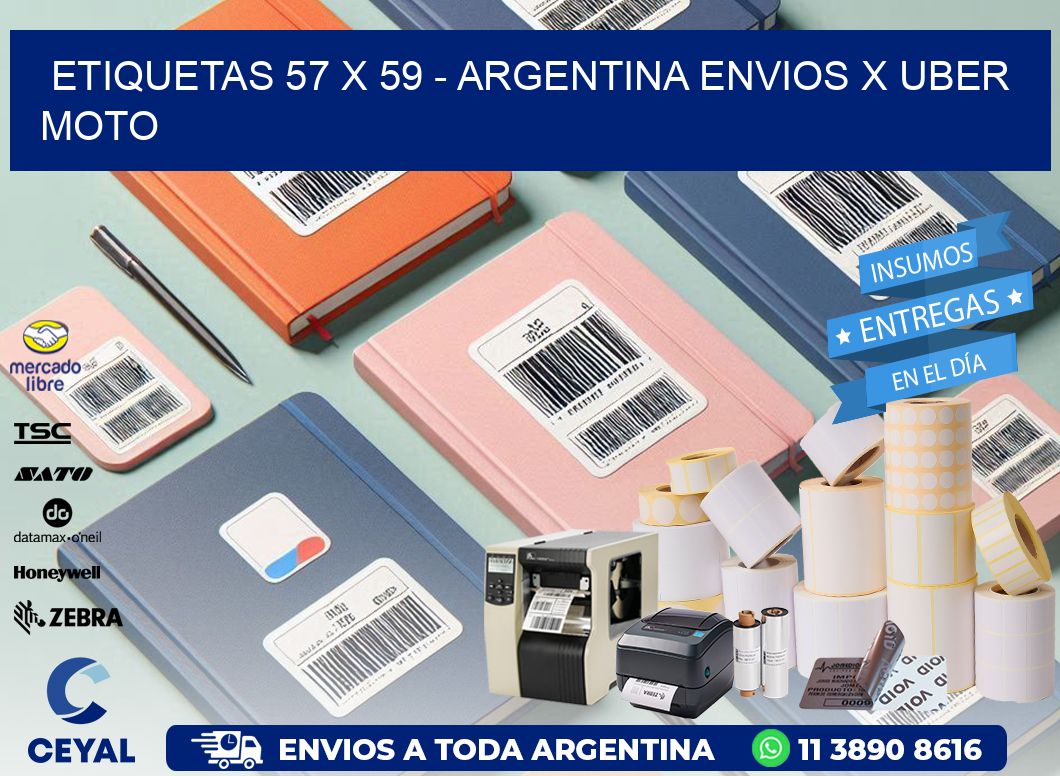 ETIQUETAS 57 x 59 - ARGENTINA ENVIOS X UBER MOTO