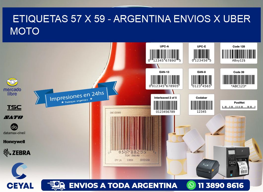 ETIQUETAS 57 x 59 - ARGENTINA ENVIOS X UBER MOTO