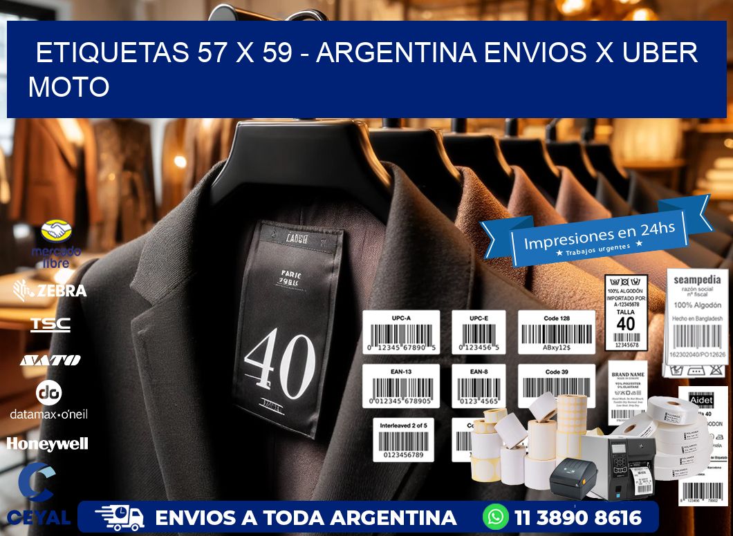 ETIQUETAS 57 x 59 - ARGENTINA ENVIOS X UBER MOTO