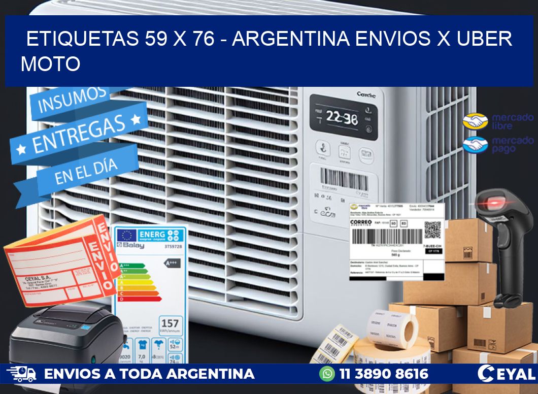 ETIQUETAS 59 x 76 - ARGENTINA ENVIOS X UBER MOTO