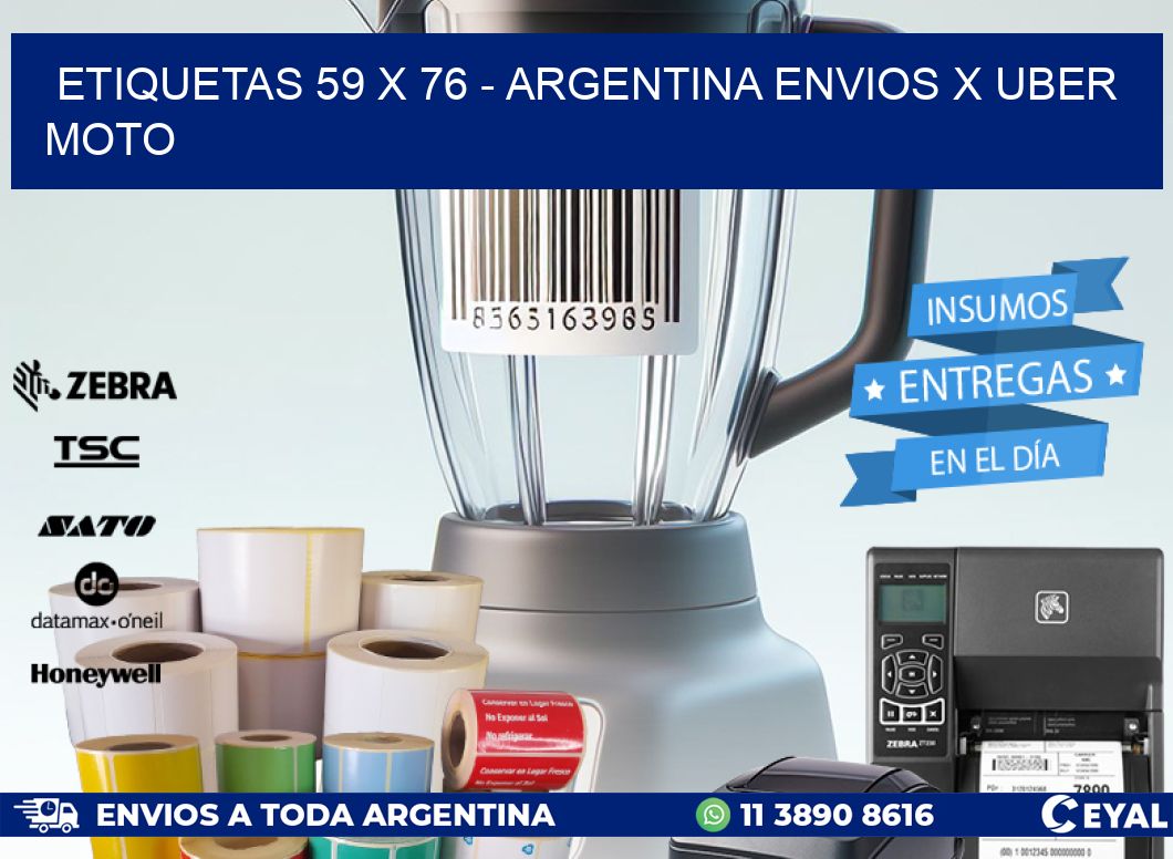 ETIQUETAS 59 x 76 - ARGENTINA ENVIOS X UBER MOTO