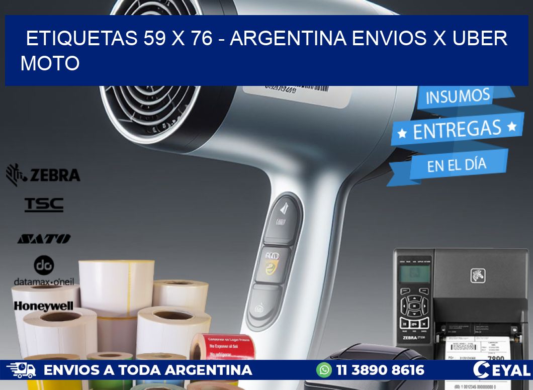 ETIQUETAS 59 x 76 - ARGENTINA ENVIOS X UBER MOTO