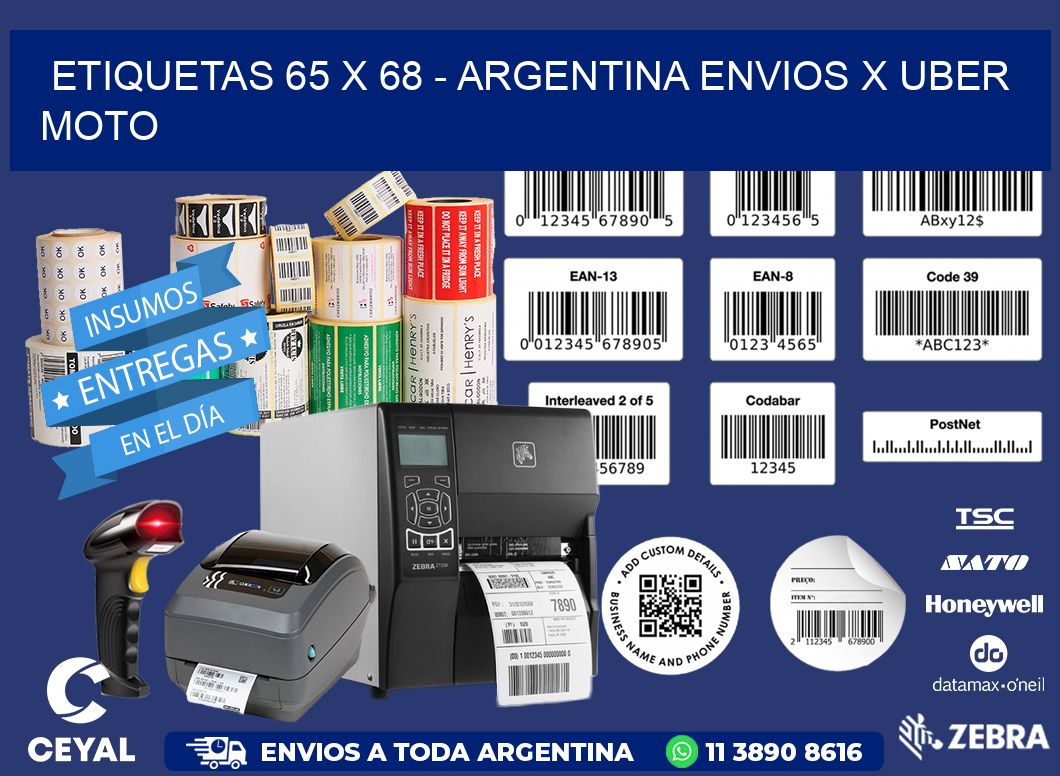 ETIQUETAS 65 x 68 - ARGENTINA ENVIOS X UBER MOTO