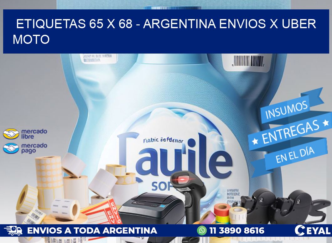 ETIQUETAS 65 x 68 - ARGENTINA ENVIOS X UBER MOTO