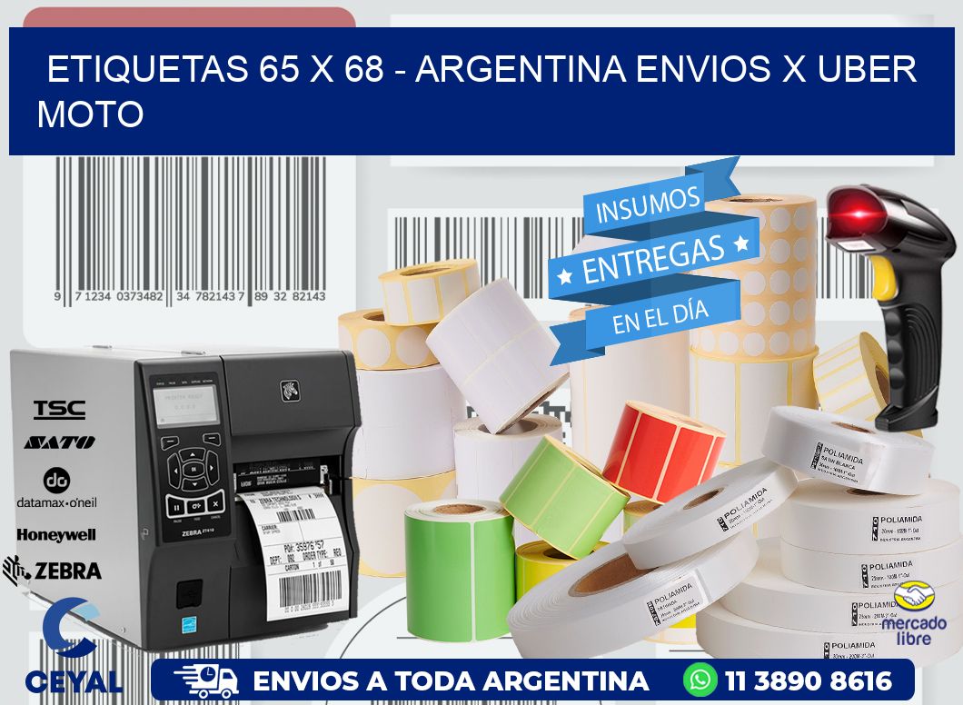 ETIQUETAS 65 x 68 - ARGENTINA ENVIOS X UBER MOTO