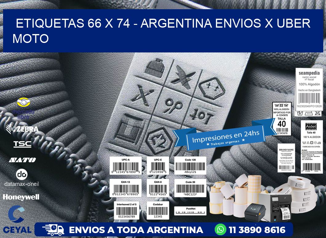 ETIQUETAS 66 x 74 - ARGENTINA ENVIOS X UBER MOTO