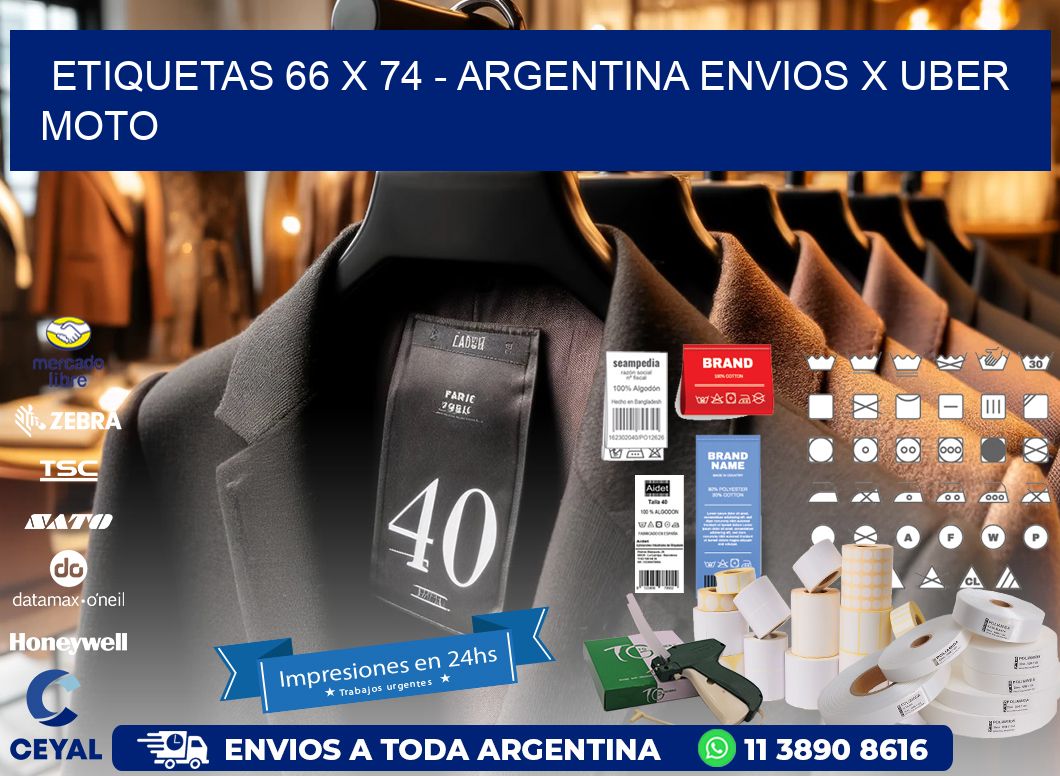 ETIQUETAS 66 x 74 - ARGENTINA ENVIOS X UBER MOTO