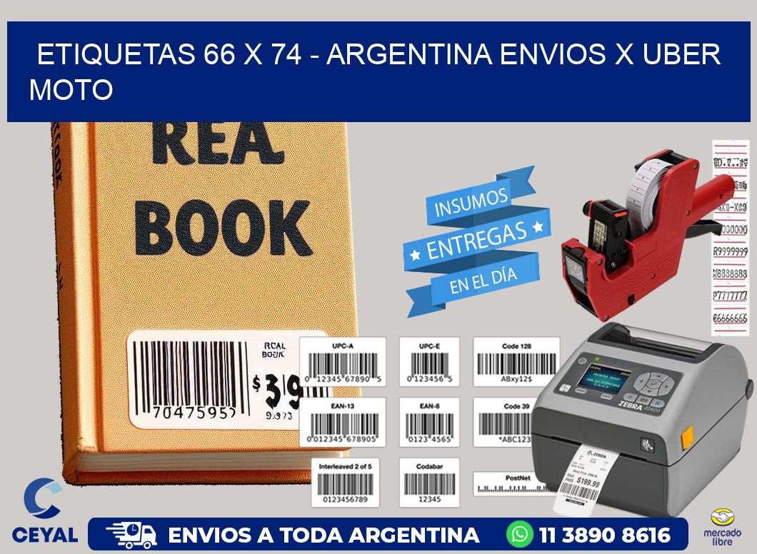 ETIQUETAS 66 x 74 - ARGENTINA ENVIOS X UBER MOTO