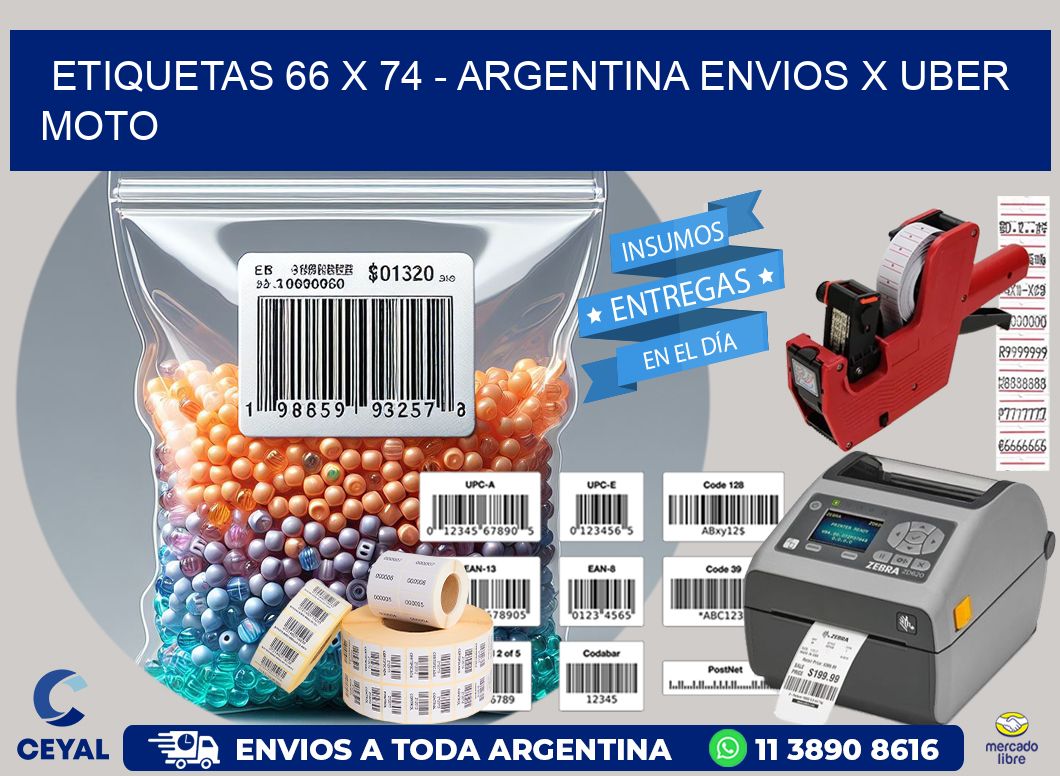 ETIQUETAS 66 x 74 - ARGENTINA ENVIOS X UBER MOTO