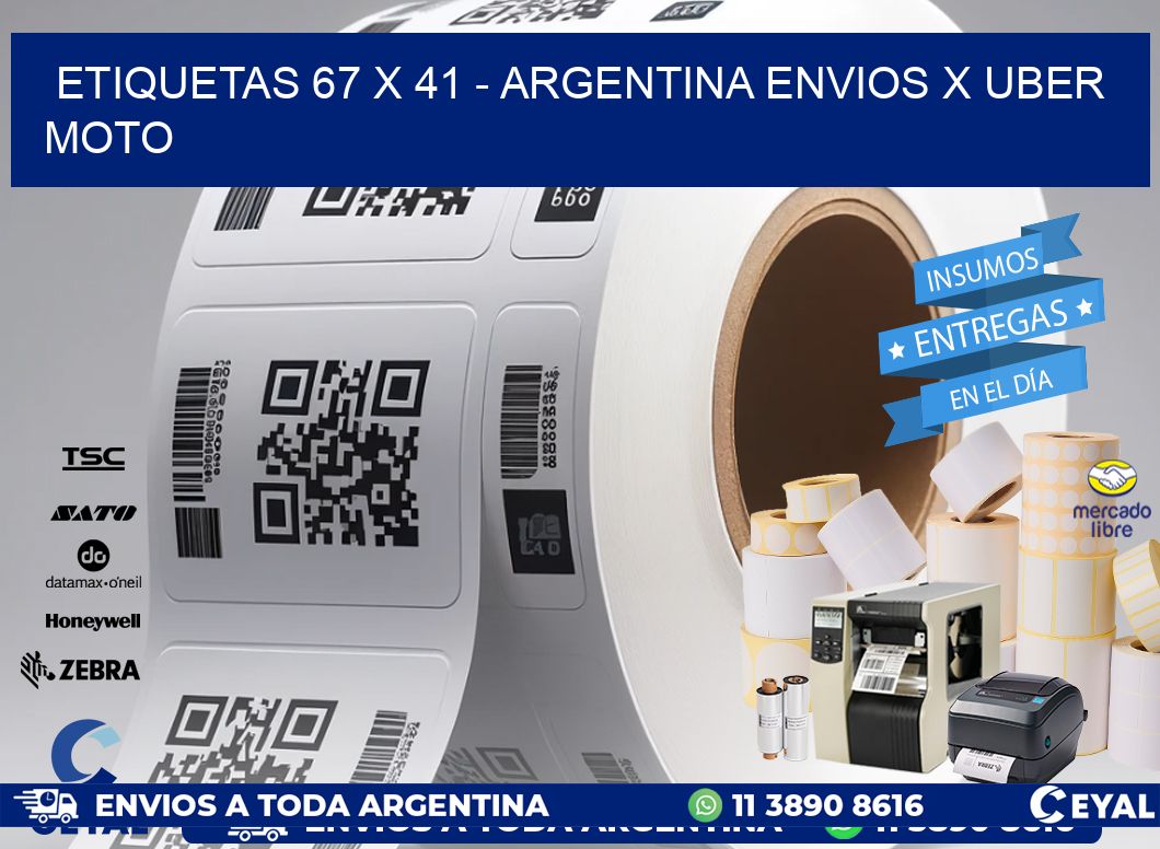 ETIQUETAS 67 x 41 - ARGENTINA ENVIOS X UBER MOTO