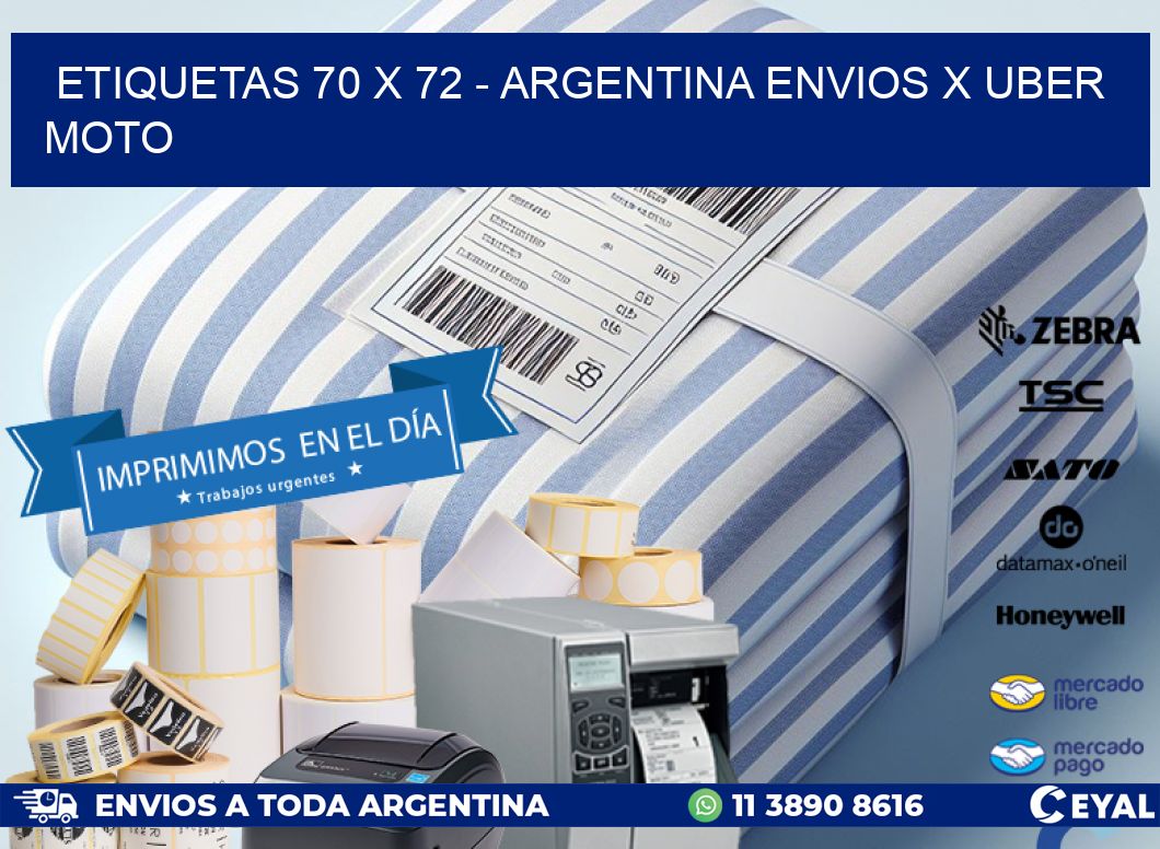 ETIQUETAS 70 x 72 - ARGENTINA ENVIOS X UBER MOTO