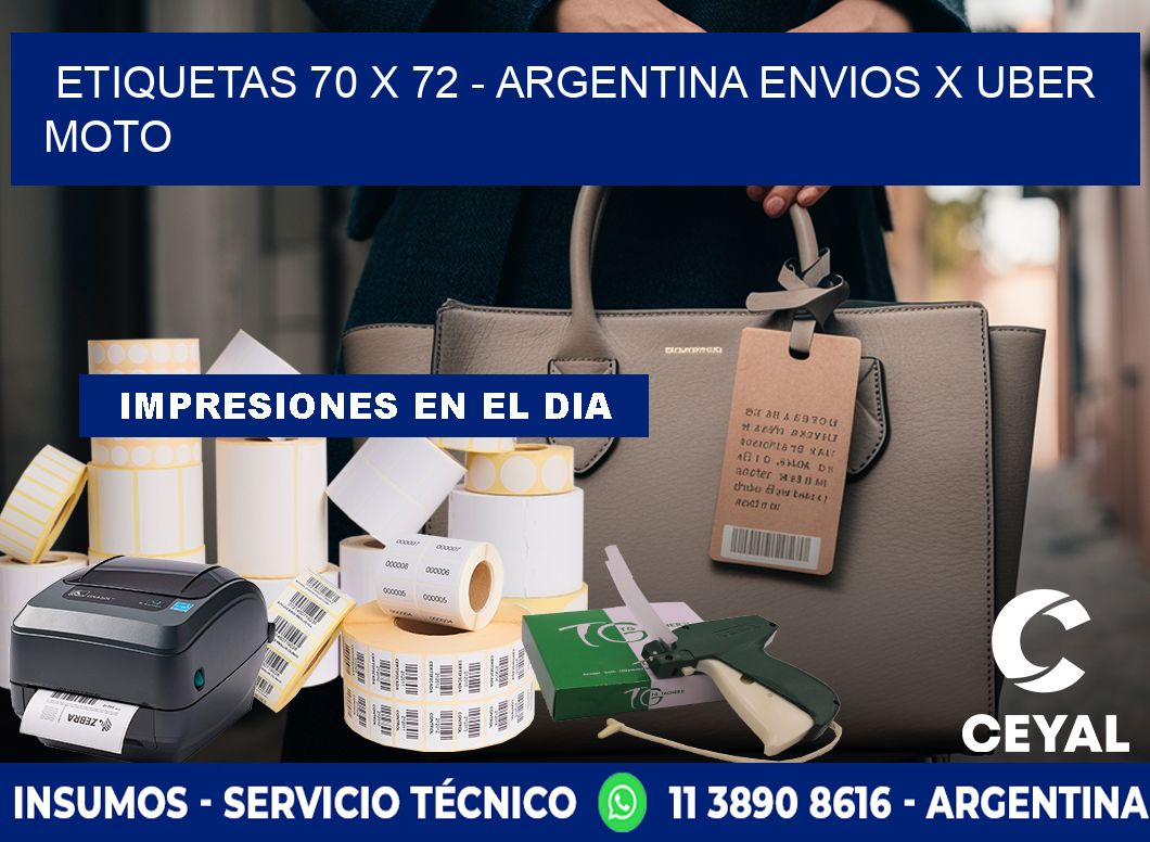 ETIQUETAS 70 x 72 - ARGENTINA ENVIOS X UBER MOTO