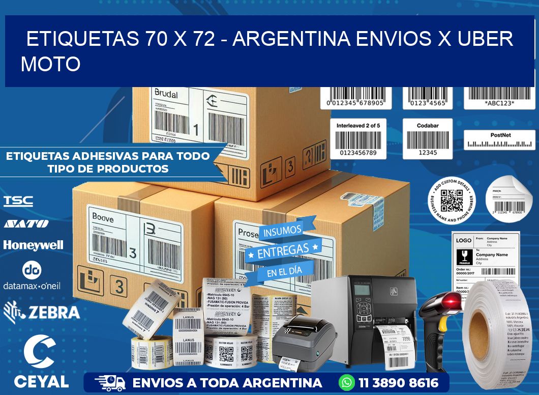 ETIQUETAS 70 x 72 - ARGENTINA ENVIOS X UBER MOTO