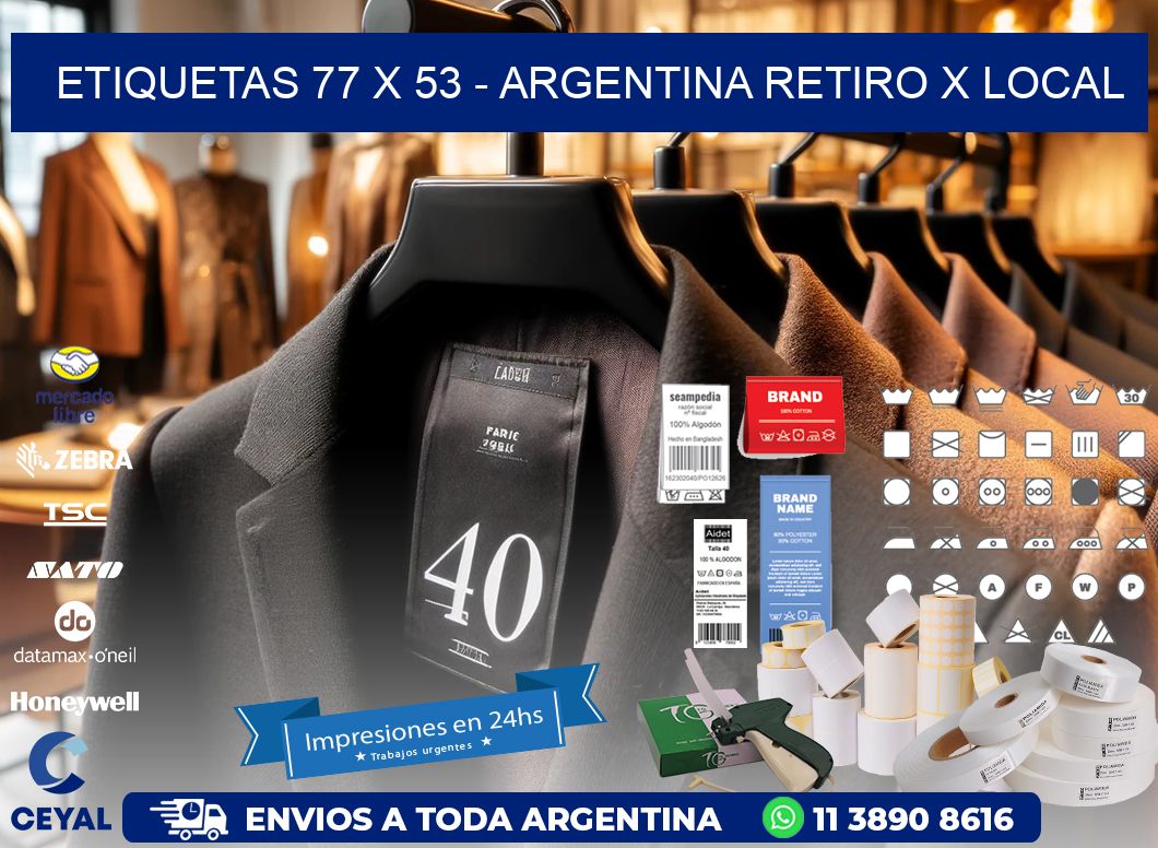 ETIQUETAS 77 x 53 - ARGENTINA RETIRO X LOCAL