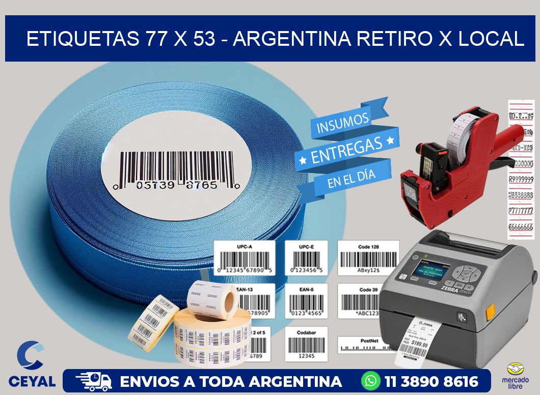 ETIQUETAS 77 x 53 - ARGENTINA RETIRO X LOCAL