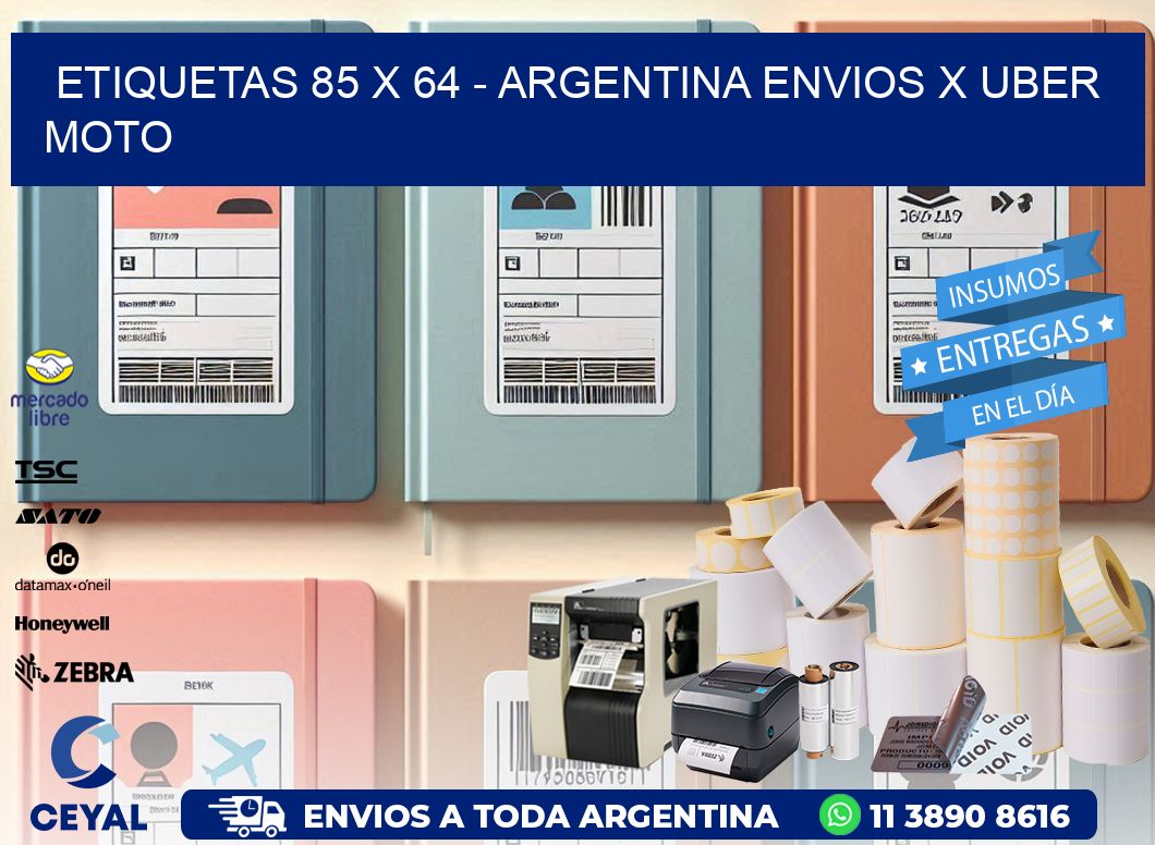 ETIQUETAS 85 x 64 - ARGENTINA ENVIOS X UBER MOTO