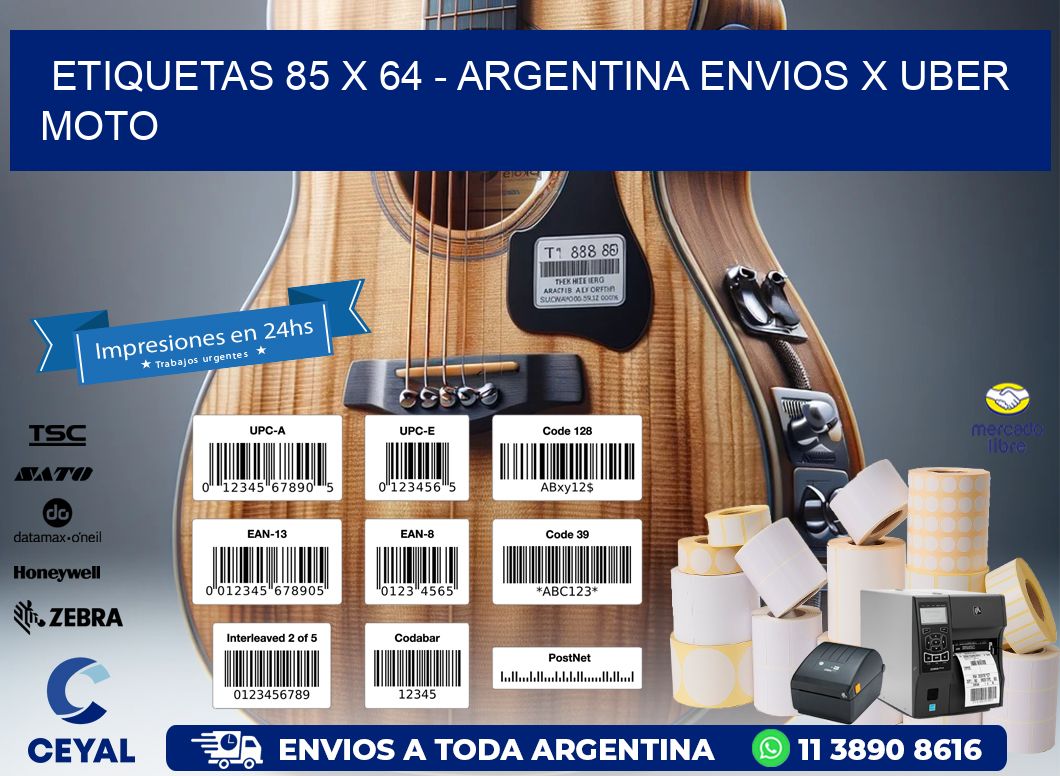 ETIQUETAS 85 x 64 - ARGENTINA ENVIOS X UBER MOTO