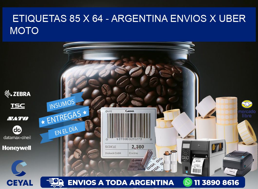 ETIQUETAS 85 x 64 - ARGENTINA ENVIOS X UBER MOTO