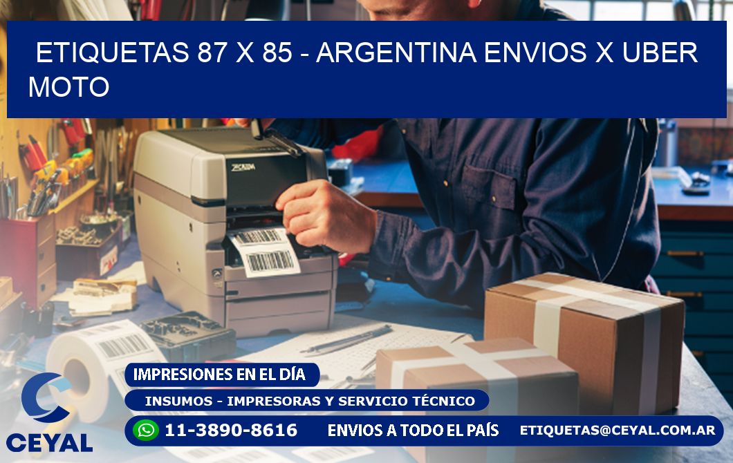 ETIQUETAS 87 x 85 - ARGENTINA ENVIOS X UBER MOTO