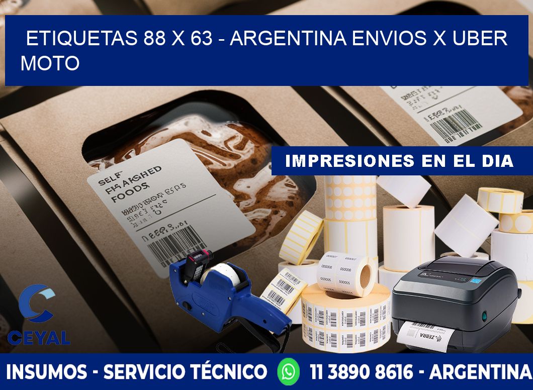 ETIQUETAS 88 x 63 - ARGENTINA ENVIOS X UBER MOTO