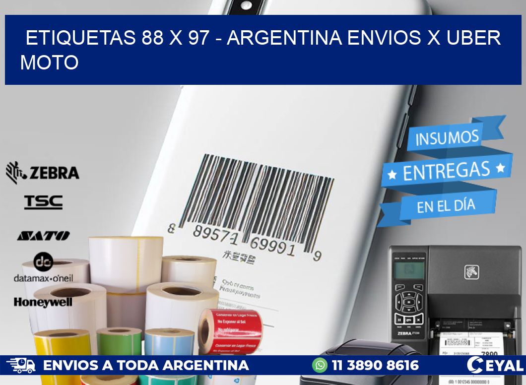 ETIQUETAS 88 x 97 - ARGENTINA ENVIOS X UBER MOTO