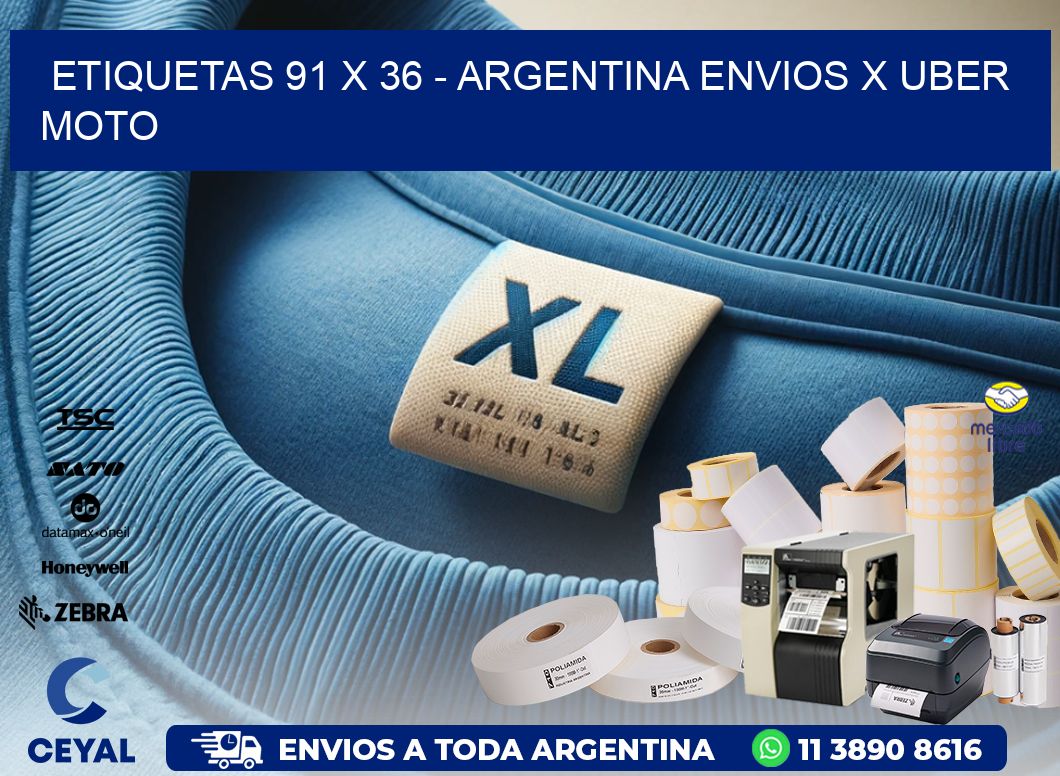 ETIQUETAS 91 x 36 - ARGENTINA ENVIOS X UBER MOTO