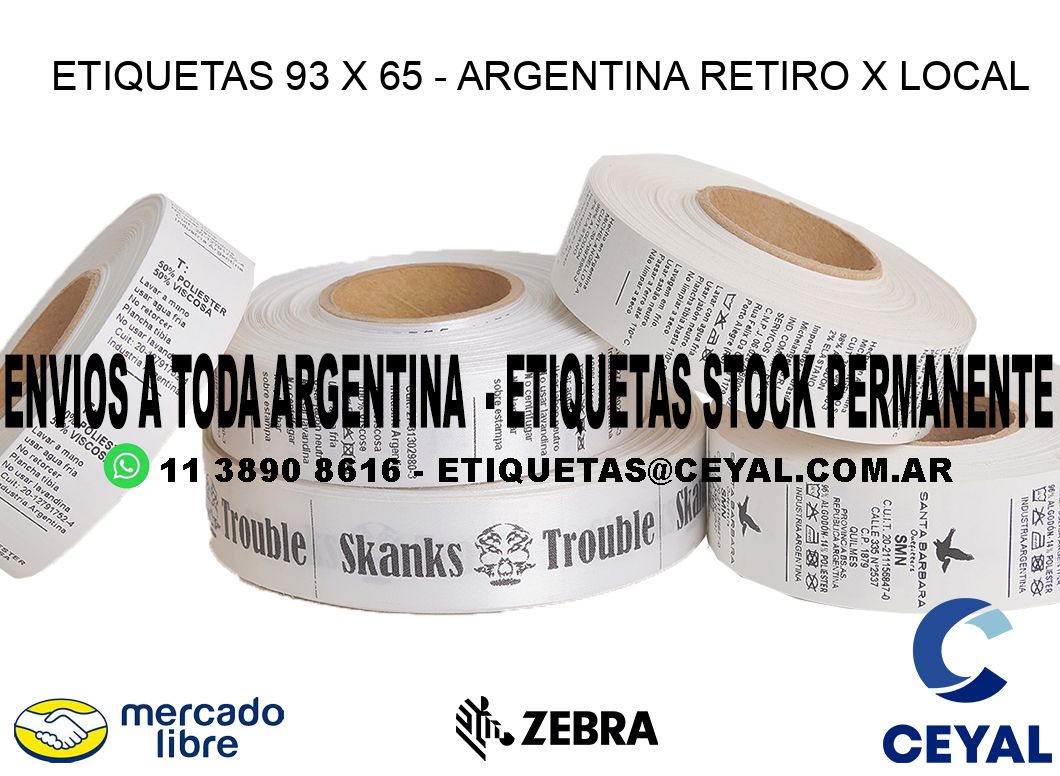 ETIQUETAS 93 x 65 - ARGENTINA RETIRO X LOCAL