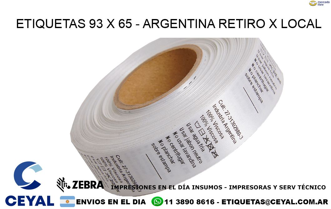 ETIQUETAS 93 x 65 - ARGENTINA RETIRO X LOCAL