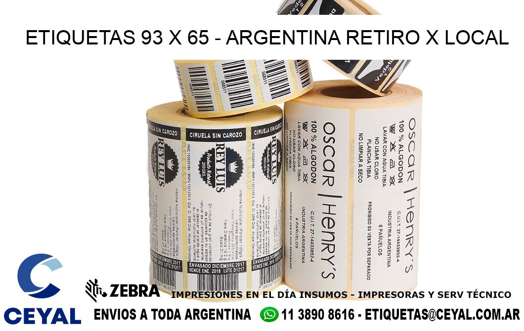 ETIQUETAS 93 x 65 - ARGENTINA RETIRO X LOCAL