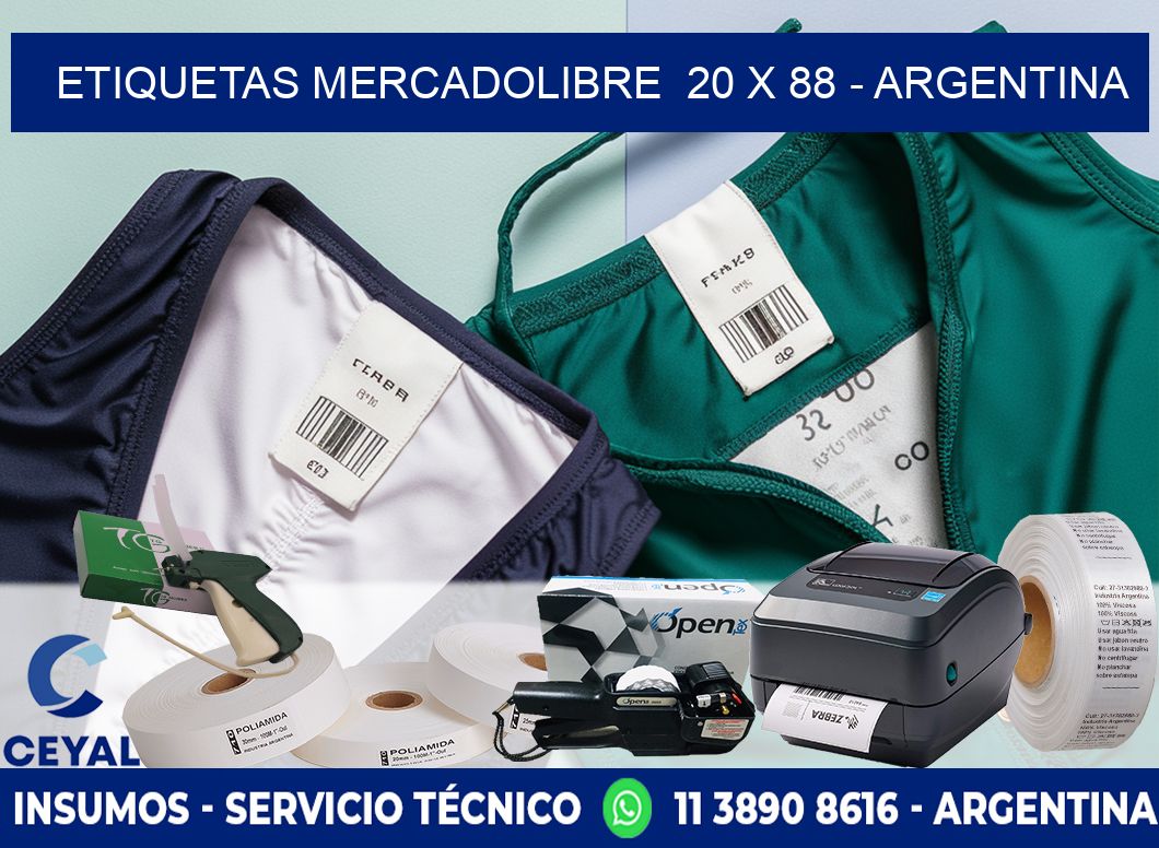 ETIQUETAS MERCADOLIBRE  20 x 88 - ARGENTINA