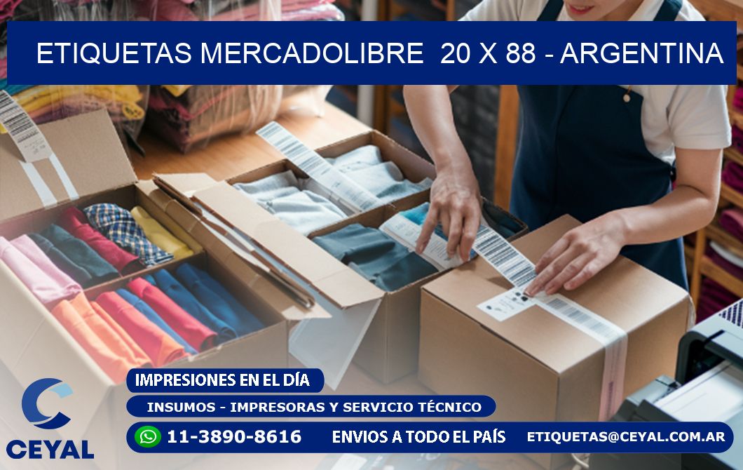 ETIQUETAS MERCADOLIBRE  20 x 88 - ARGENTINA