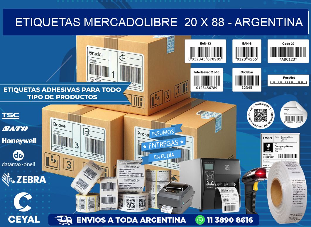 ETIQUETAS MERCADOLIBRE  20 x 88 – ARGENTINA