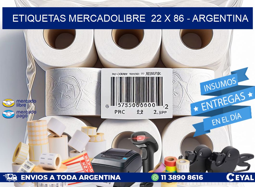 ETIQUETAS MERCADOLIBRE  22 x 86 - ARGENTINA