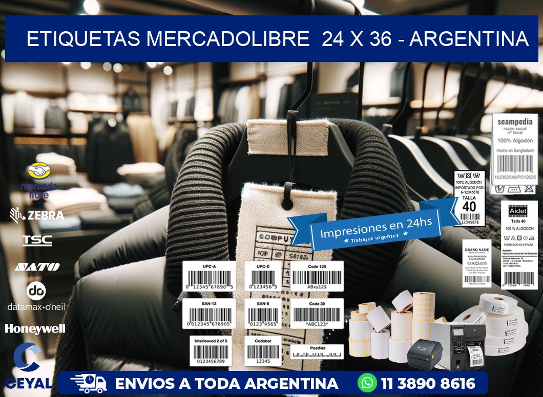 ETIQUETAS MERCADOLIBRE  24 x 36 - ARGENTINA