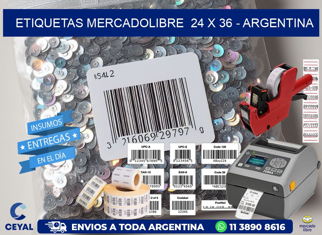 ETIQUETAS MERCADOLIBRE  24 x 36 - ARGENTINA