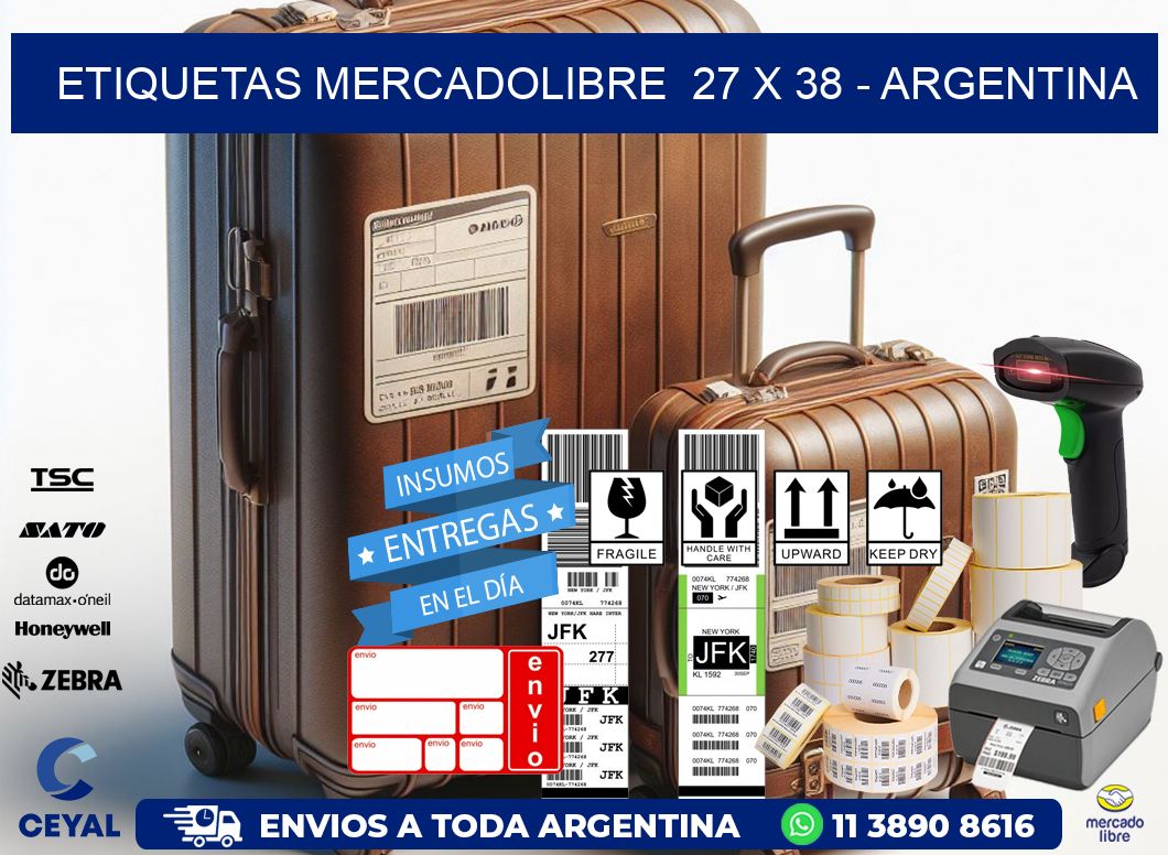 ETIQUETAS MERCADOLIBRE  27 x 38 - ARGENTINA