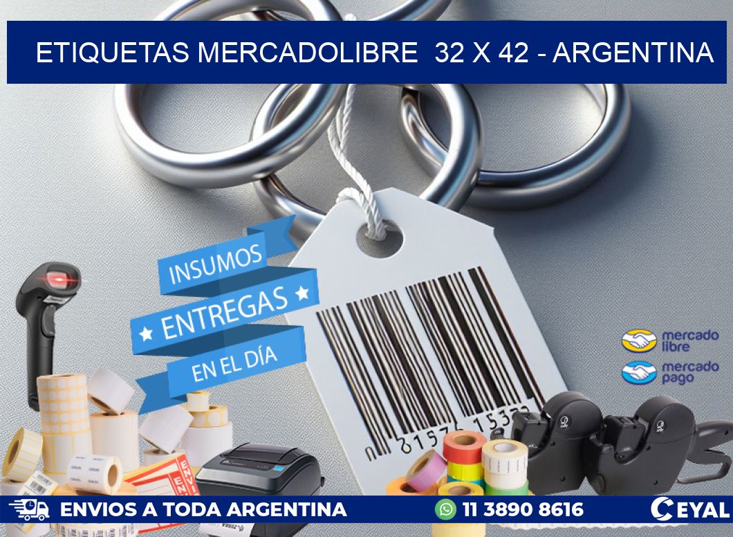 ETIQUETAS MERCADOLIBRE  32 x 42 - ARGENTINA