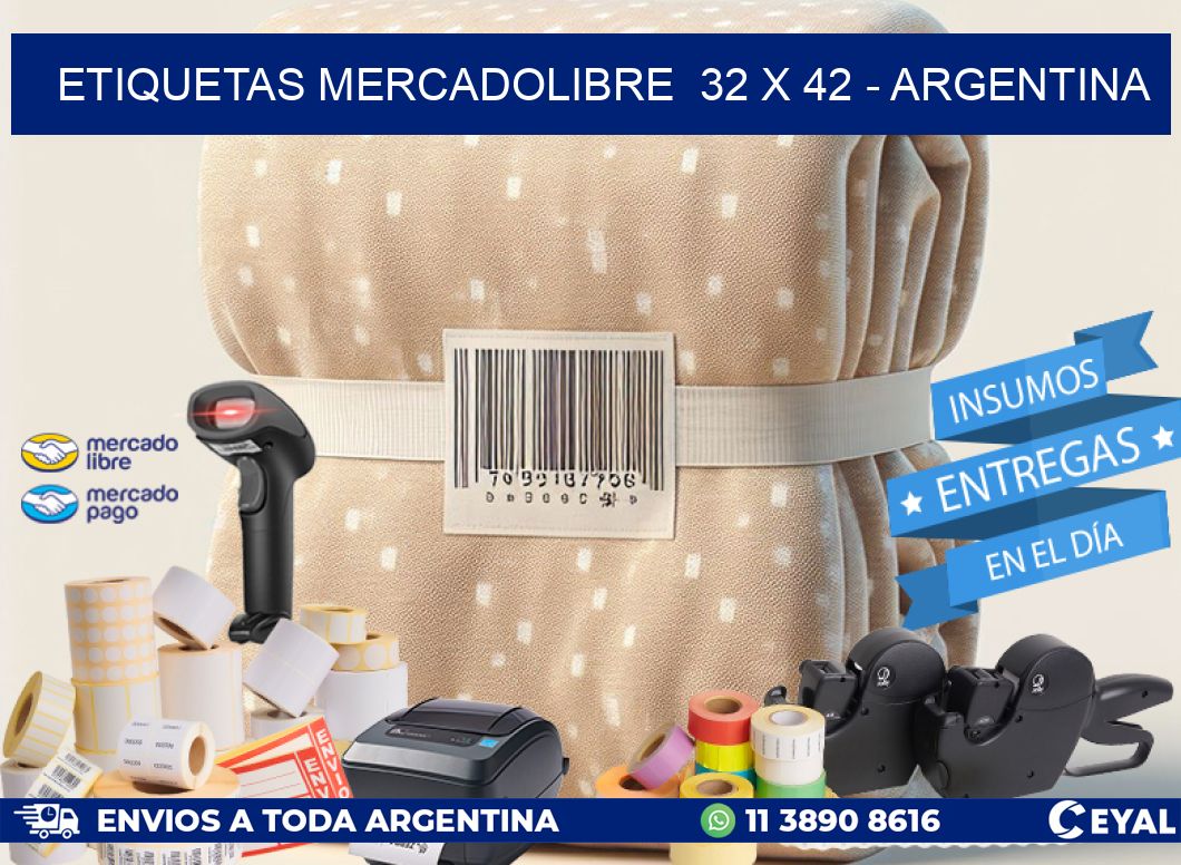 ETIQUETAS MERCADOLIBRE  32 x 42 - ARGENTINA