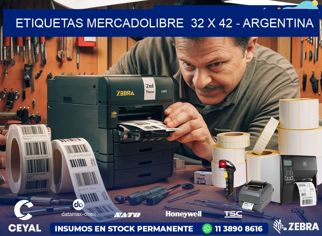 ETIQUETAS MERCADOLIBRE  32 x 42 - ARGENTINA