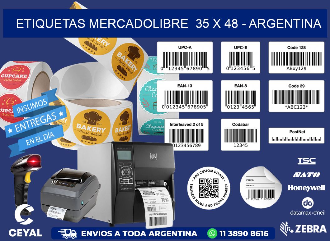 ETIQUETAS MERCADOLIBRE  35 x 48 - ARGENTINA