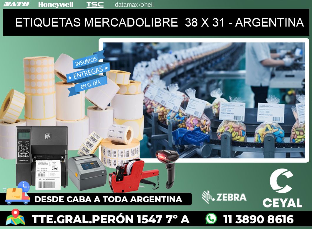 ETIQUETAS MERCADOLIBRE  38 x 31 - ARGENTINA