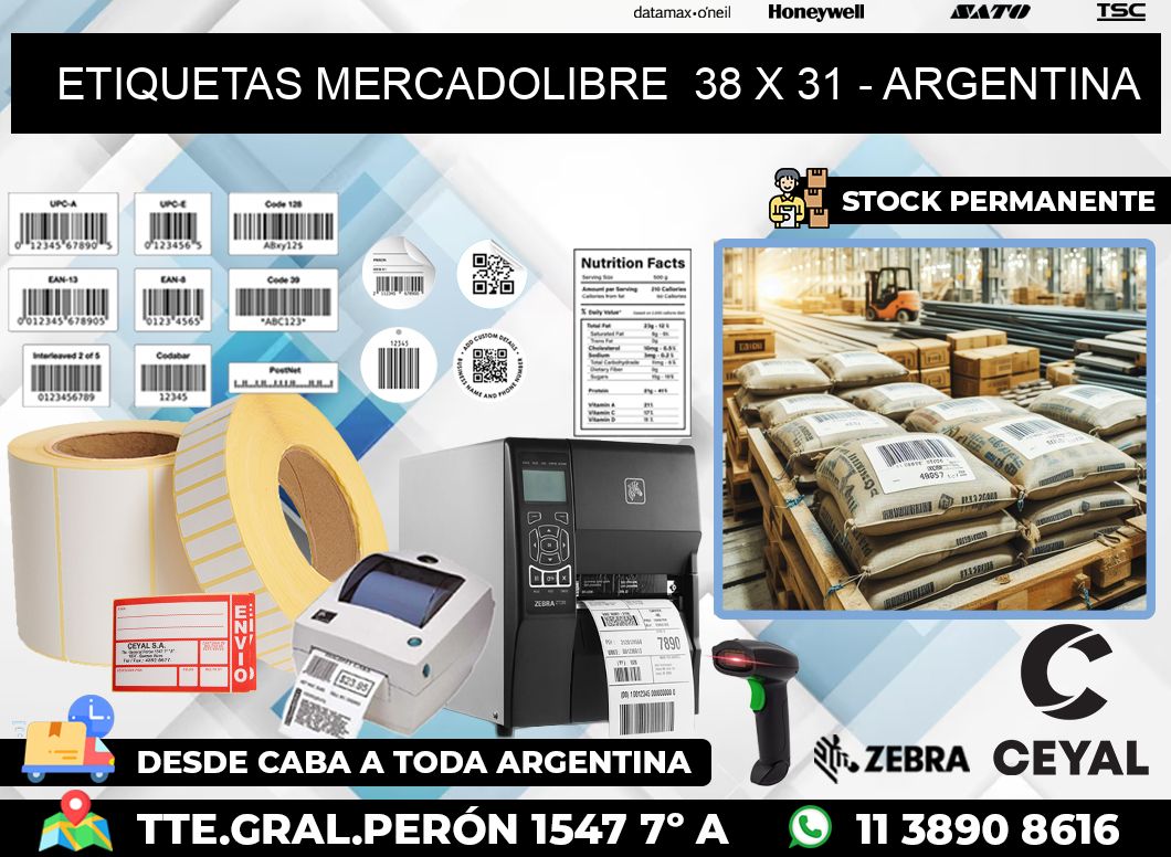 ETIQUETAS MERCADOLIBRE  38 x 31 – ARGENTINA