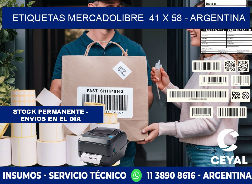 ETIQUETAS MERCADOLIBRE  41 x 58 - ARGENTINA